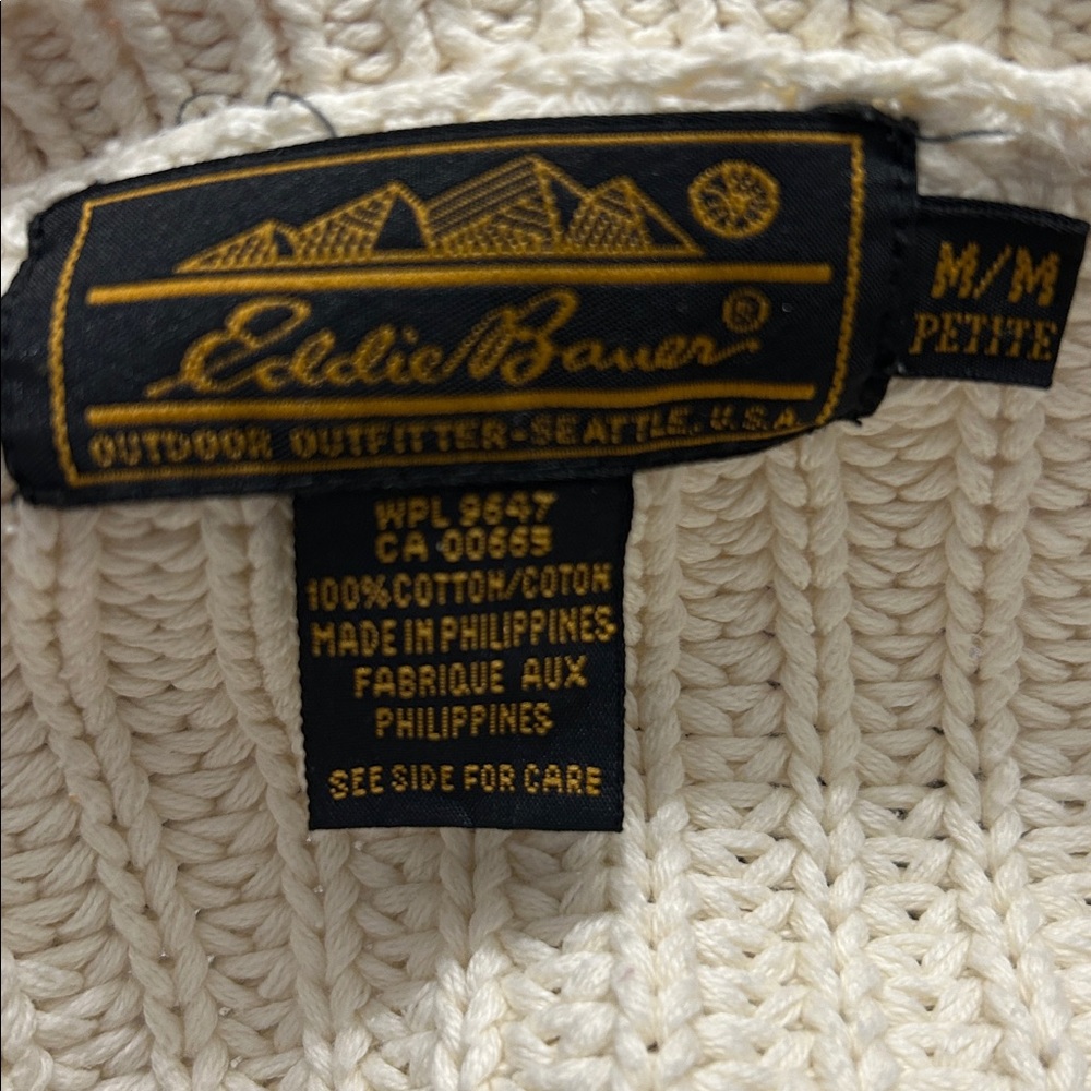 Eddie Bauer Classic Cream Button-Up Women's Sweater Medium - Picture 4 of 4